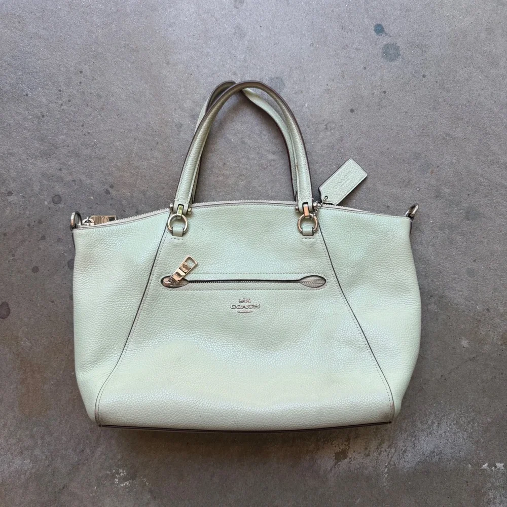 Coach Prairie Satchel 58874 Light Sage Green Pebble Leather Handbag